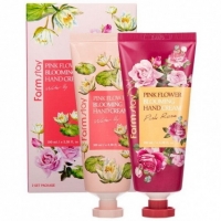 Набор кремов для рук FarmStay Pink Flower Blooming Hand Cream 2 Set - Пудра корейская косметика