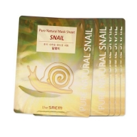 Набор из 10 тканевых масок с муцином улитки (на курс) The Saem Pure Natural Mask Sheet Snail 10set  - Пудра корейская косметика