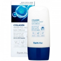 Увлажняющий солнцезащитный крем с коллагеном FarmStay Collagen Water Full Moist Sun Cream Spf50+/pa++++ - Пудра корейская косметика