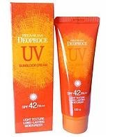 Легкий солнцезащитный крем для лица и тела SPF42 PA++ Deoproce Premium Uv Sunblock Cream, 100гр. - Пудра корейская косметика