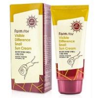 Cолнцезащитный крем для лица с муцином улитки FarmStay Visible Difference Snail Sun Cream SPF 50+ PA+++ - Пудра корейская косметика
