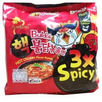 Рамен быстрого приготовления тройная острота со вкусом курицы Samyang Hot Chicken Flavor Ramen 3xSpicy 140гр - Пудра корейская косметика