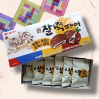 Моти традиционные корейские с шоколадом в шоколадной глазури Lotte Choco Mochi  6 шт. - Пудра корейская косметика