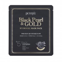 Гидрогелевая маска омоложение и ровный тон с черным жемчугом и золотом Petitfee Black Pearl & Gold Hydrogel Mask Pack - Пудра корейская косметика